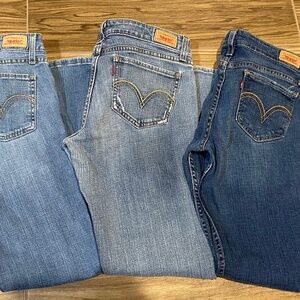 Lot of 3 LEVI'S 524 Too Super Low Bootcut Hip Hugger Jeans Stretch 9 Short vinta